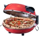 Hausmeister / Ariete 909 Da Gennaro piros 1200W 30 cm elektromos pizzasütő, pizzakemence betekintő ablakkal, 305 x 10 mm pizzakővel, fém pizzalapáttal