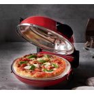 Hausmeister / Ariete 909 Da Gennaro piros 1200W 30 cm elektromos pizzasütő, pizzakemence betekintő ablakkal, 305 x 10 mm pizzakővel, fém pizzalapáttal