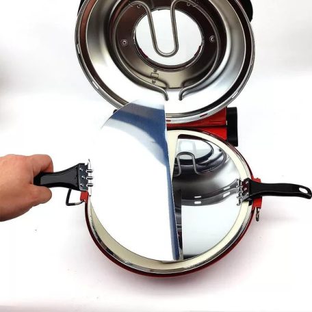 Hausmeister / Ariete 909 Da Gennaro piros 1200W 30 cm elektromos pizzasütő, pizzakemence betekintő ablakkal, 305 x 10 mm pizzakővel, fém pizzalapáttal