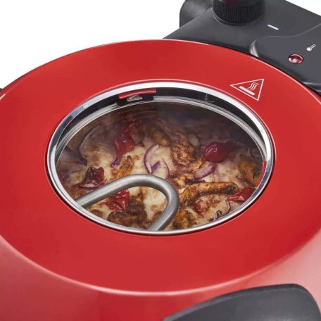 Hausmeister / Ariete 909 Da Gennaro piros 1200W 30 cm elektromos pizzasütő, pizzakemence betekintő ablakkal, 305 x 10 mm pizzakővel, fém pizzalapáttal