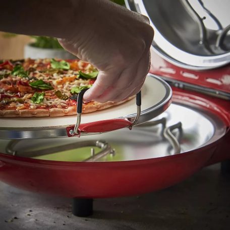 Hausmeister / Ariete 909 Da Gennaro piros 1200W 30 cm elektromos pizzasütő, pizzakemence betekintő ablakkal, 305 x 10 mm pizzakővel, fém pizzalapáttal
