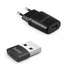 Homtom Dodgee - Hama 2 az 1-ben 5V 1A USB-A és USB-C hálózati adapter és átalakító, DC 5V 1000 mA töltéshez (HJ-0501000B2-EU | 0201532)