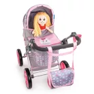 Hauck Baby Doll Angie Pram Unikornis | világos rózsaszín - szürke, fekvő játék babakocsi, pelenkázó táskával