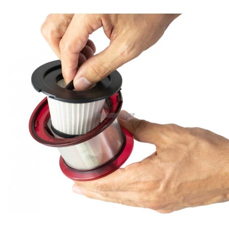 Hausmeister HM 2061 álló / kézi 22,2V li-ion akkus 120W akkumulátoros 2 az 1-ben porszívó HEPA filterrel, LED világítással, forgó körkefével, fali töltővel