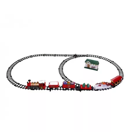 Holiday Express (Christmas / Karácsony Express) zenélő, világító, elemes elektromos önjáró karácsonyi vonat szett, vasúti pálya 74 x 133 cm körpályával, fénnyel és zenével