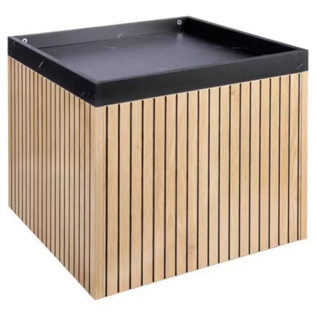 Home Creation 44 x 44 x 38 cm prémium természetes bambusz hatású akusztikus panel MDF kisasztal, éjjeli szekrény, tároló szekrény (PO20034818, 860047)