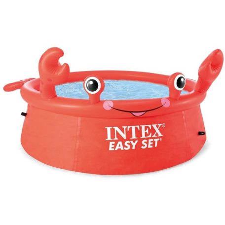 INTEX 26100 Easy Happy Crab 183 x 51 cm 880L piros, kerek, felfújható, puha falú medence vidám rák témával