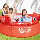 INTEX 26100 Easy Happy Crab 183 x 51 cm 880L piros, kerek, felfújható, puha falú medence vidám rák témával