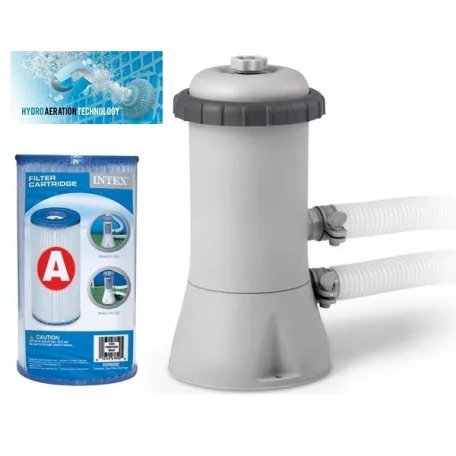 INTEX Metal Prism Superior DeLuxe 366 x 99 cm fémvázas kerti medence szett vízforgatóval, talajtakaróval, védőtakaróval és létrával 8.6 m3