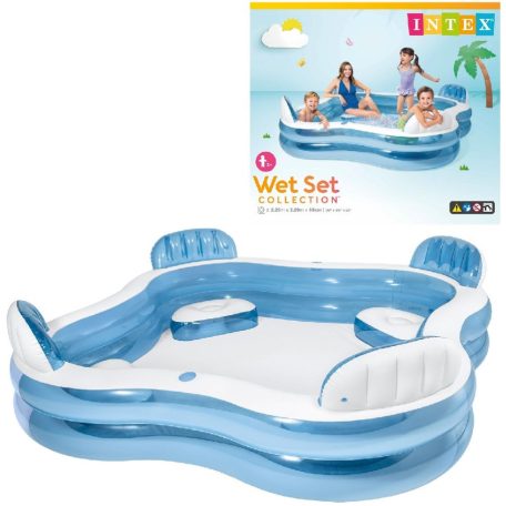 INTEX 56475 háttámlás családi kerti pancsoló gyermek medence ülésekkel 229 x 229 x 66 cm 990L 