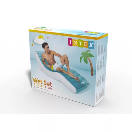 INTEX 56874 Splash Lounge felfújható napozóágy 191 x 99 cm, kék-fehér, 100 kg teherbírás