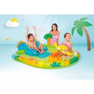   INTEX 57166 Little Dino Play Center 191 x 152 x 58 cm Dinoszaurusz vízi játszótér, felfújható kerti medence, élménymedence