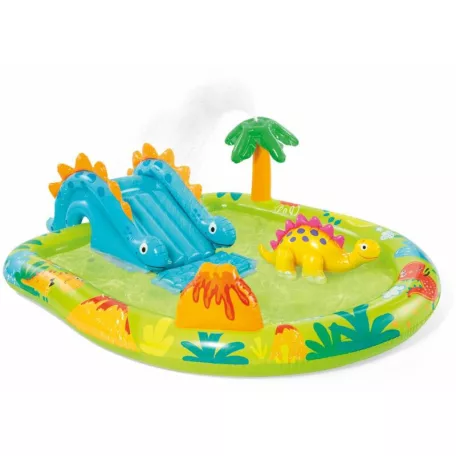 INTEX 57166 Little Dino Play Center 191 x 152 x 58 cm Dinoszaurusz vízi játszótér, felfújható kerti medence, élménymedence