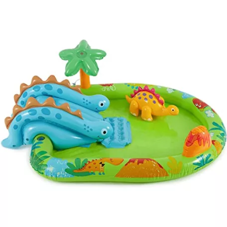 INTEX 57166 Little Dino Play Center 191 x 152 x 58 cm Dinoszaurusz vízi játszótér, felfújható kerti medence, élménymedence