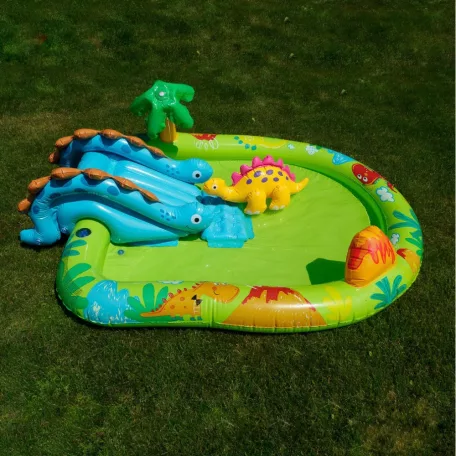INTEX 57166 Little Dino Play Center 191 x 152 x 58 cm Dinoszaurusz vízi játszótér, felfújható kerti medence, élménymedence