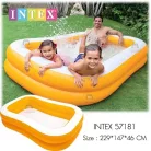 INTEX 57181 Mandarin 229 x 147 x 46 cm narancssárga, szögletes felfújható kerti pancsoló medence, gyerekmedence