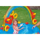  INTEX 57453 Rainbow Play Center 428L csúszdás, szivárvány élménymedence, 297 x 193 x 135 cm vízi játszótér, kerti pancsoló medence csúszdával