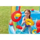  INTEX 57453 Rainbow Play Center 428L csúszdás, szivárvány élménymedence, 297 x 193 x 135 cm vízi játszótér, kerti pancsoló medence csúszdával