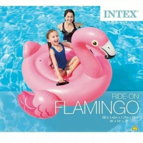 INTEX 57558 Ride-On rózsaszín Baby Pink Flamingó felfújható gyermek matrac, 142 x 97 x 137 cm