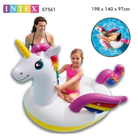 INTEX 57561 Ride-on 201 x 140 x 97 cm felfújható gyermek Baby Unikornis matrac 40 kg teherbírású