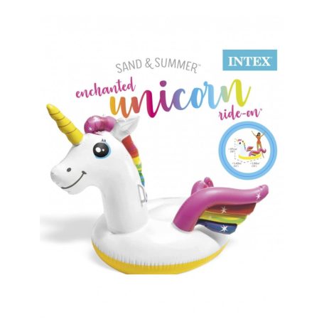 INTEX 57561 Ride-on 201 x 140 x 97 cm felfújható gyermek Baby Unikornis matrac 40 kg teherbírású