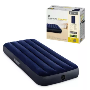   INTEX 64756 Dura-Beam Standard 191 x 76 x 25 cm egyszemélyes, 136 kg teherbírású sötétkék velúr matrac kepingezéshez (kül- és beltérre)