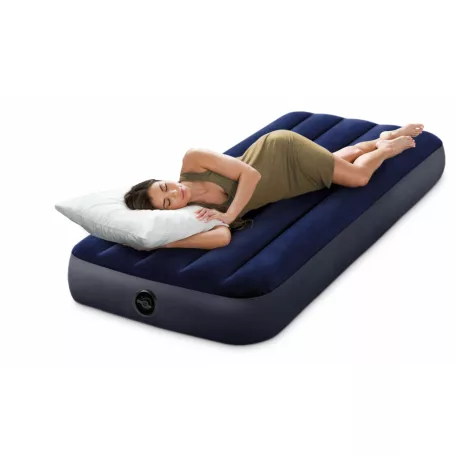 INTEX 64756 Dura-Beam Standard 191 x 76 x 25 cm egyszemélyes, 136 kg teherbírású sötétkék velúr matrac kepingezéshez (kül- és beltérre)