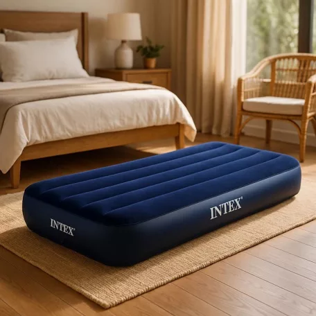 INTEX 64756 Dura-Beam Standard 191 x 76 x 25 cm egyszemélyes, 136 kg teherbírású sötétkék velúr matrac kepingezéshez (kül- és beltérre)