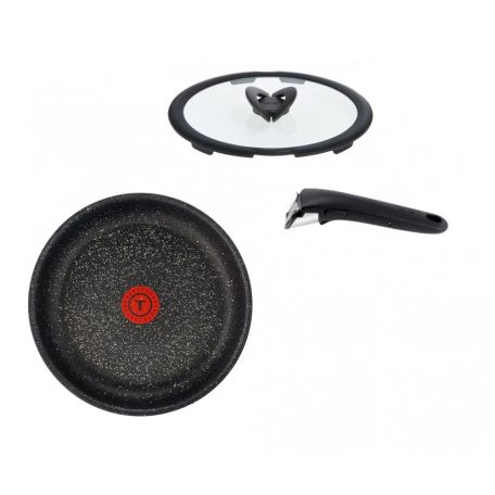 Tefal Ingenio Force 28 cm tapadásmentes serpenyő szilikongyűrűs üvegfedővel és levehető nyéllel, indukciós főzőlapra is