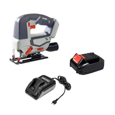 Auchan JD-524220 vezeték nélküli, 20V 2Ah akkus szúrófűrész, dekopírfűrész 20V 2Ah akkuval és töltővel