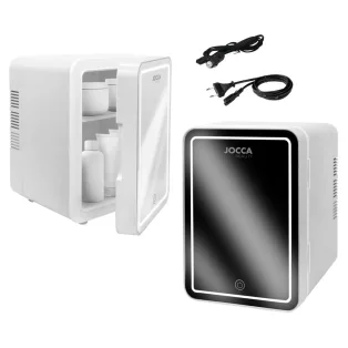   JOCCA 2400 Beauty 4L kozmetikai mini hűtő, hordozható autós + hálózati 12V / 230V 4 literes mini termoelektromos hűtőszekrény LED-es tükörrel, sminktükör ajtóval