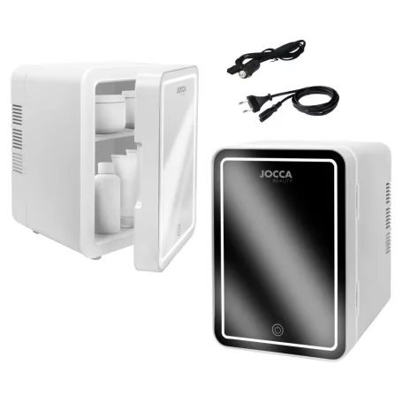 JOCCA 2400 Beauty 4L kozmetikai mini hűtő, hordozható autós + hálózati 12V / 230V 4 literes mini termoelektromos hűtőszekrény LED-es tükörrel, sminktükör ajtóval