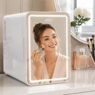 JOCCA 2400 Beauty 4L kozmetikai mini hűtő, hordozható autós + hálózati 12V / 230V 4 literes mini termoelektromos hűtőszekrény LED-es tükörrel, sminktükör ajtóval