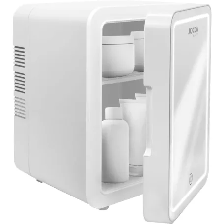 JOCCA 2400 Beauty 4L kozmetikai mini hűtő, hordozható autós + hálózati 12V / 230V 4 literes mini termoelektromos hűtőszekrény LED-es tükörrel, sminktükör ajtóval