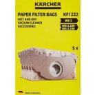 Karcher WD 2 / Kärcher KFI222 gyári 5 darabos papír porzsák WD 2 / WD 2.200 - WD 2.250 száraz-nedves porszívóhoz (6.904-322.0)