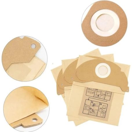 Karcher WD 2 / Kärcher KFI222 gyári 5 darabos papír porzsák WD 2 / WD 2.200 - WD 2.250 száraz-nedves porszívóhoz (6.904-322.0)