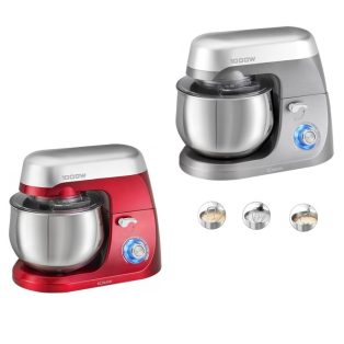   Clatronic / Bomann kompakt 1000W 5L  piros / ezüst konyhai robotgép, dagasztógép, habverő (KM 6009 CB / KM 3709)