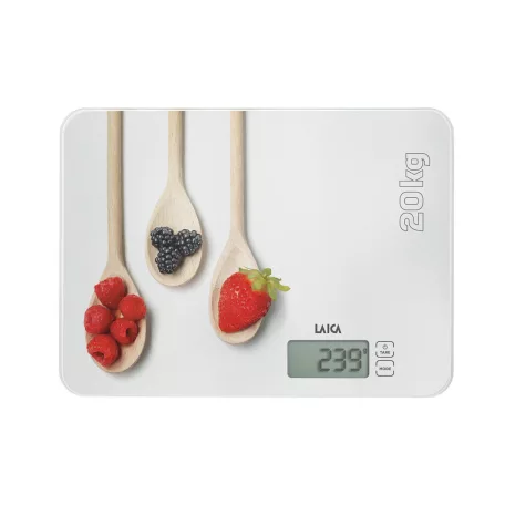 LAICA KS5020 extra nagy kapacitású és méretű, 30 x 22 cm fehér digitális konyhai mérleg 20 kg méréshatárral, 5 g lépésközzel, TARA funkcióval, LCD kijelzővel