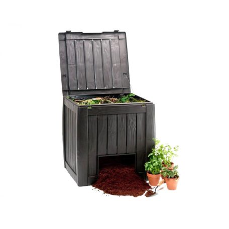 Curver KETER DECO Composter 340L barna műanyag kerti komposztáló láda aljzattal, 340 literes 74 x 72 x 70 cm komposzt tároló