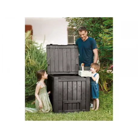 Curver KETER DECO Composter 340L barna műanyag kerti komposztáló láda aljzattal, 340 literes 74 x 72 x 70 cm komposzt tároló