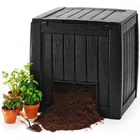 Curver KETER DECO Composter 340L barna műanyag kerti komposztáló láda aljzattal, 340 literes 74 x 72 x 70 cm komposzt tároló