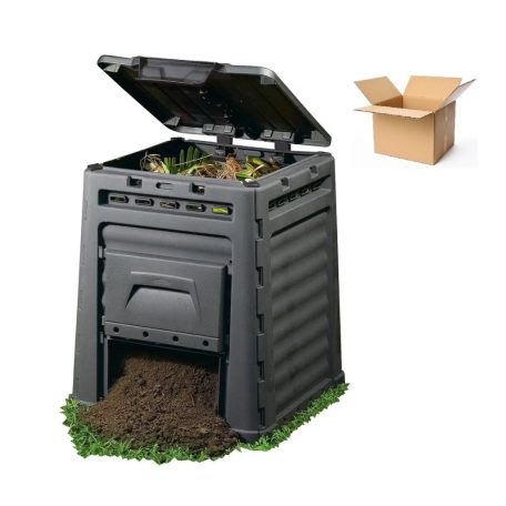 BONTOTT, használt Curver KETER Eco Composter 320L fekete műanyag kerti komposztáló láda, 320 literes 65 x 65 x 75 cm komposzt tároló (elállási joggal visszavett)