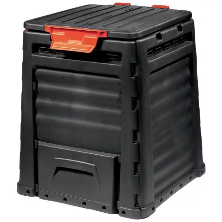 BONTOTT, használt Curver KETER Eco Composter 320L fekete műanyag kerti komposztáló láda, 320 literes 65 x 65 x 75 cm komposzt tároló (elállási joggal visszavett)