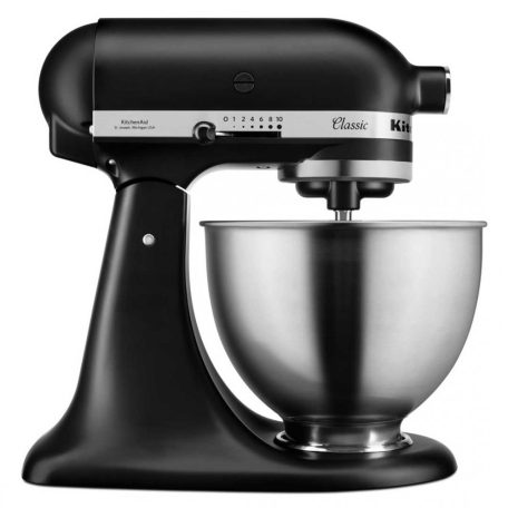 KitchenAid Classic 5K45 matt fekete 4.3L 275W fém konyhai robotgép, dagasztógép (5K45SSEBM)