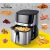 Kochwerk Dual Heat AirFryer XXL 2200W 7.5L inox, nemesacél digitális Air Fryer, olajmentes olajsütő, 7.5 literes légkeveréses forrólevegős sütő, betekintő ablakkal, alsó-felső fűtéssel