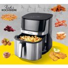 BCS Kochwerk Dual Heat AirFryer XXL 2200W 7.5L inox, nemesacél digitális Air Fryer, olajmentes olajsütő, 7.5 literes légkeveréses forrólevegős sütő, betekintő ablakkal, alsó-felső fűtéssel bontott csomagolásban