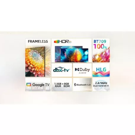 CHiQ L40G7B FHD 40" 100 cm FullHD 50 Hz 1920 x 1080 pixel Frameless HDR 10 LED TV, Google TV, HDMI, LAN, WIFI, Bluetooth, USB televízió, okostévé