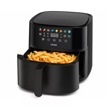 Linea LAFDH-0687 XXL 1700W 6L Dual Heat digitális Air Fryer, légkeveréses olajmentes sütő, Airfryer olajsütő, fritőz alsó és felső fűtőszállal, 8 programmal