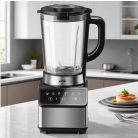 Misura LB-6110B inox (nemesacél) 800W 1,5L álló mixer, üveg kelyhes digitális turmixgép, Smoothie Maker, 6 beépített programmal, automatikus tisztítás funkcióval