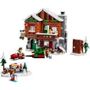   LEGO® ICONS™ 10325 Alpesi házikó, karácsonyi falu, 21 x 24 x 16 cm 3 szintes ház ünnepi díszítésű vendégszobával, izzó kandallóval és korcsolyapályával, motors szánnal és karácsonyfával